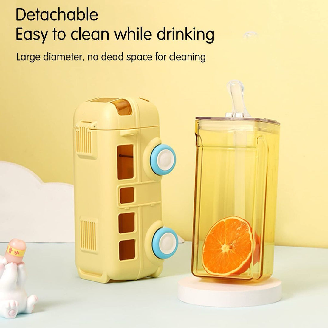 Bus Shaped Water Bottle with Moving Wheels, Leak-Proof Water Bottle for Kids, Water Bottle with Strap & Sipper for Kids, Sipper Water Bottle for kids